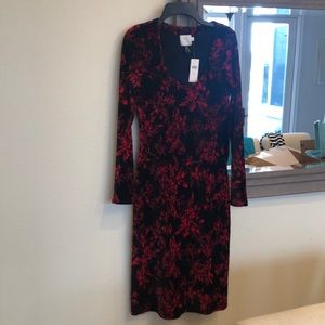 Anthropologie Black and Red Patterned Dress